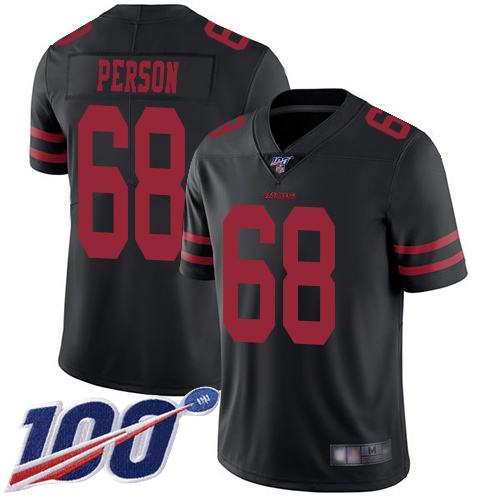 San Francisco 49ers Limited Black Men Mike Person Alternate NFL Jersey 68 100th Season Vapor Untouchable